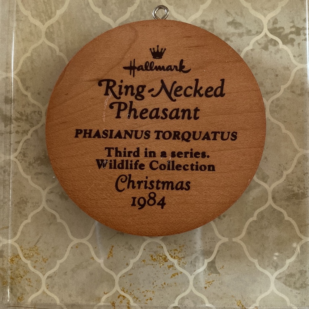 💜VTG Hallmark Ring-Necked Pheasant Wooden Ornament,1984 - Picture 2 of 4